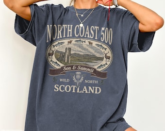 North Coast 500 Scotland Shirt Scottish Highlands Heritage Adventure Road Trip Travel Souvenir Sea Summit Vintage Outdoor Nature Gift Tee