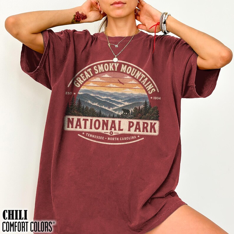 Great Smoky Mountains National Park Shirt Tennessee Nature Lovers Retro Tee Wilderness Adventure T-shirt North Carolina Hiking Souvenir Gift Chili