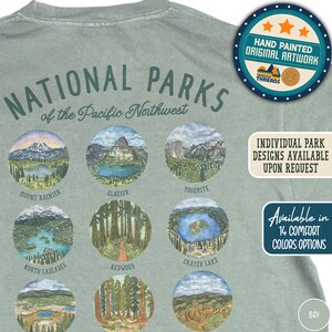 Pacific Northwest National Parks Shirt Outdoors Gift for Parks Lover Yosemite Mount Rainier Park Shirt for Her Forestcore Shirt PNW Clothes