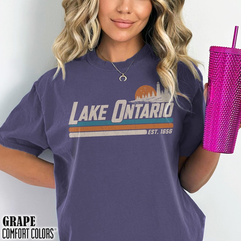 Lake Ontario Great Lakes Shirt Vintage Quiet Activism Tee Comfort Colors Canada Tee Gulf of Mexico Subtle Anti Trump Shirt Travel Shirt Grape
