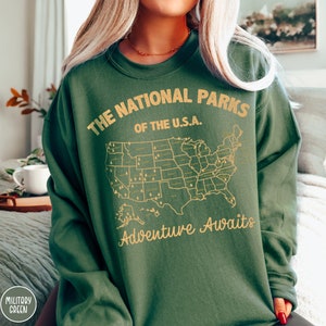 63 National Parks Sweatshirt Wanderlust National Park Sweater Vintage Crewneck Parks Shirt Granola Girl Sweatshirt National Park Gift Shirt