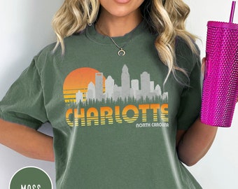 Charlotte North Carolina Shirt, Retro City Shirt, Charlotte Shirt, Comfort Colors, Vintage, North Carolina Sweatshirt, Charlotte NC Crewneck