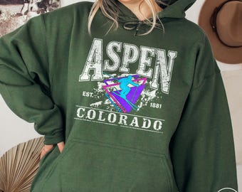 Retro Aspen Colorado Hoodie Aspen Sweatshirt Aspen Sweater Skier Gift Idea Colorado Ski Hoodie Aspen Bachelorette Ski Trip Colorado Sweater