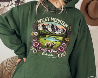 Rocky Mountain National Park Hoodie National Parks Gift for Her Granola Girl Hoodie Colorado Hoodie Rocky Mountain Sweatshirt Wildflower Tee