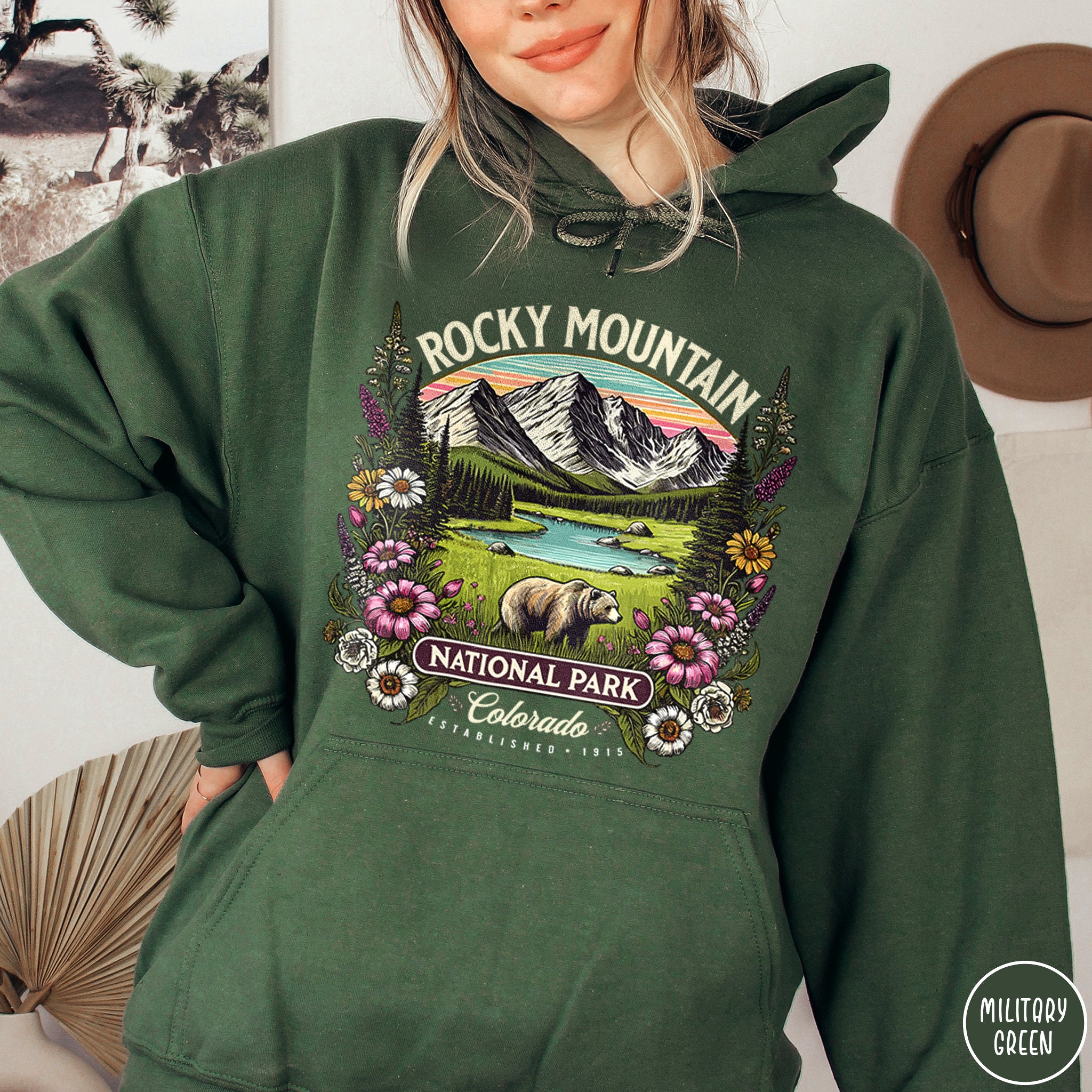 Threadrock Women's Colorado Mountain Hoodie Sweatshirt State