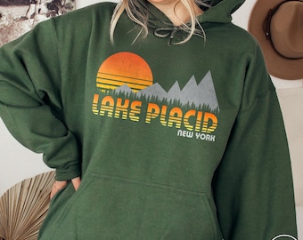 Lake Placid New York Hoodie Adirondack Mountains Sweatshirt Lake Placid Gift for New Yorker Gift Lake Champlain Gift Upstate New York Gift
