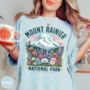 Mount Rainier Wildflower Shirt Mount Rainier National Park Shirt Mountaineering Gift For Her Washington Shirt Mountain Shirt Hiking Shirt