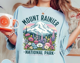Mount Rainier Wildflower Shirt Mount Rainier National Park Shirt Mountaineering Gift For Her Washington Shirt Mountain Shirt Hiking Shirt