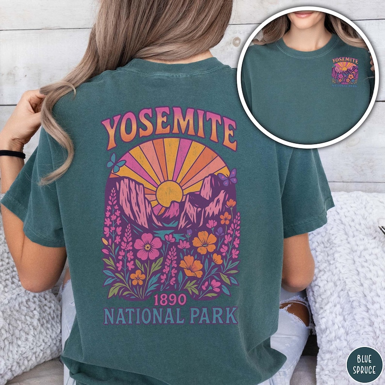 Vintage Yosemite National Park Shirt Comfort Colors Tee For Her Granola Girl Shirt National Park Lover Gift for Mom Colorful Butterfly Shirt