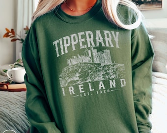 Vintage County Tipperary Ireland-sweater Retro Rock of Cashel Castle-trui Souvenircadeau voor reizigers Irish Pride Heritage ronde hals