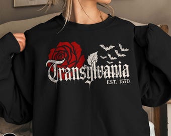 Transylvania Gothic Vampire Dracula Sweatshirt Dark Aesthetics Halloween Sweater Vampire Movie Sweatshirt Bram Stoker Dracula Movie Crewneck