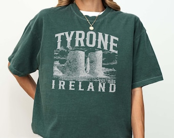 County Tyrone Ireland Shirt Vintage Dungannon Castle Historical Graphic Tee Irish Heritage Pride T-Shirt Gift for Traveler Vacation Souvenir