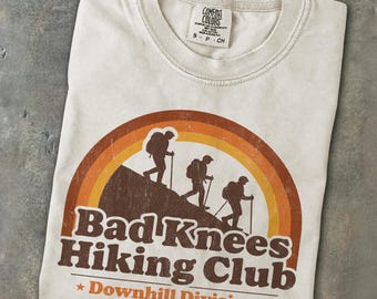 Bad Knees Hiking Club Shirt Funny Trail Lover Tee Outdoor Adventure Gift Nature Mountain Forest Trekking Walking Hiker Humor Vintage T Shirt