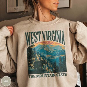 West Virginia Sweatshirt WV Mountaineers Sweater West Virginia State Crewneck Appalachian Mountain Shirt West Virginia Gift New River Gorge Sweatshirt