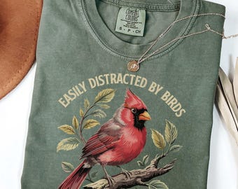 Easily Distracted By Birds Shirt Funny Bird Shirt Birder Gift For Bird Lover TShirt Gift for Bird Watcher Shirt Birdwatching Gift for Mom