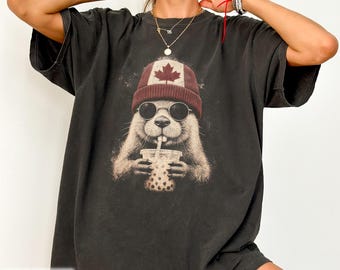 Canada Beaver Shirt Canadian Pride Maple Leaf Tee Wildlife Lover Gift True North Northern Nature Travel Souvenir Woodland Animal T-Shirt