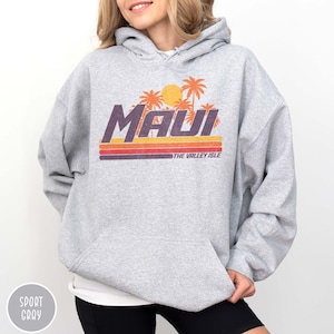 Maui Hoodie Retro Hawaii Hoodie Hawaii Beach Club Lahaina Sweatshirt Hawaii Vacation Trip Clothing Aloha State Hoodie Maui Strong Maui Gift