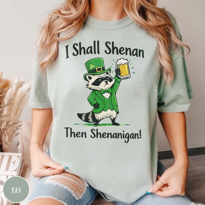 Funny Raccoon Shirt St. Patrick's Day Humor I Shall Shenanigan Tee Leprechaun Beer Lovers Gift Irish Pride Saint Paddy's Pub Party T-shirt Shamrock Days Shirt