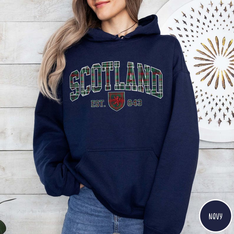 Scotland Varsity Hoodie Scotland Sweatshirt Plaid Sweatshirt Gift for Scotsmen Gift Scottish Hoodie Scottish Travel Sweater Scotland Lover