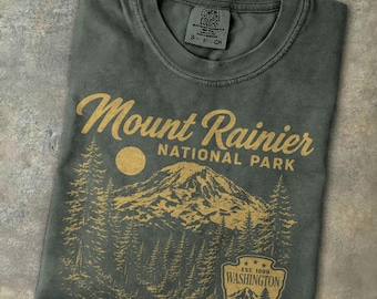 Mount Rainier National Park Sketch T-Shirt Washington Hiking Camping Travel Gift Vintage Cascade Souvenir Nature Lover Tee Seattle Adventure
