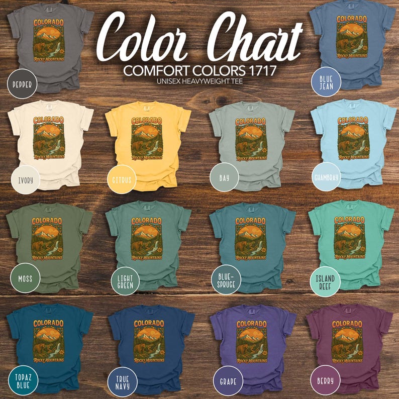 Colorado Rocky Mountains Graphic T-Shirt Retro Comfort Colors Tee Cute Bear Shirt Colorado Mountain Trip CO Vacation Colorado Traveler Shirt