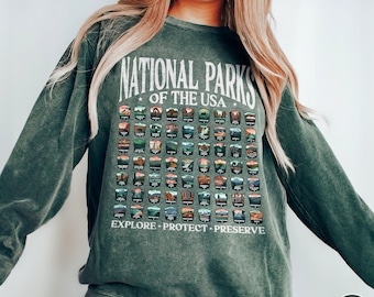 National Parks Sweatshirt US National Park Gifts Comfort Colors Crewneck National Park Sweater Camping Gift for Nature Lover Adventure Shirt