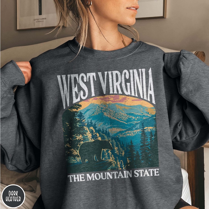 West Virginia Sweatshirt WV Mountaineers Sweater West Virginia State Crewneck Appalachian Mountain Shirt West Virginia Gift New River Gorge Sweatshirt