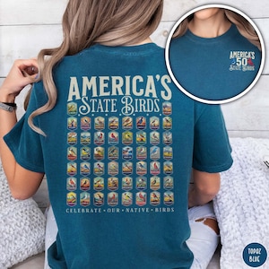 50 State Birds Shirt Birding Shirt Birding Apparel Colorful Birds Tee Bird Lover Shirt Gift for Birder Shirt Birding Birdwatching Present