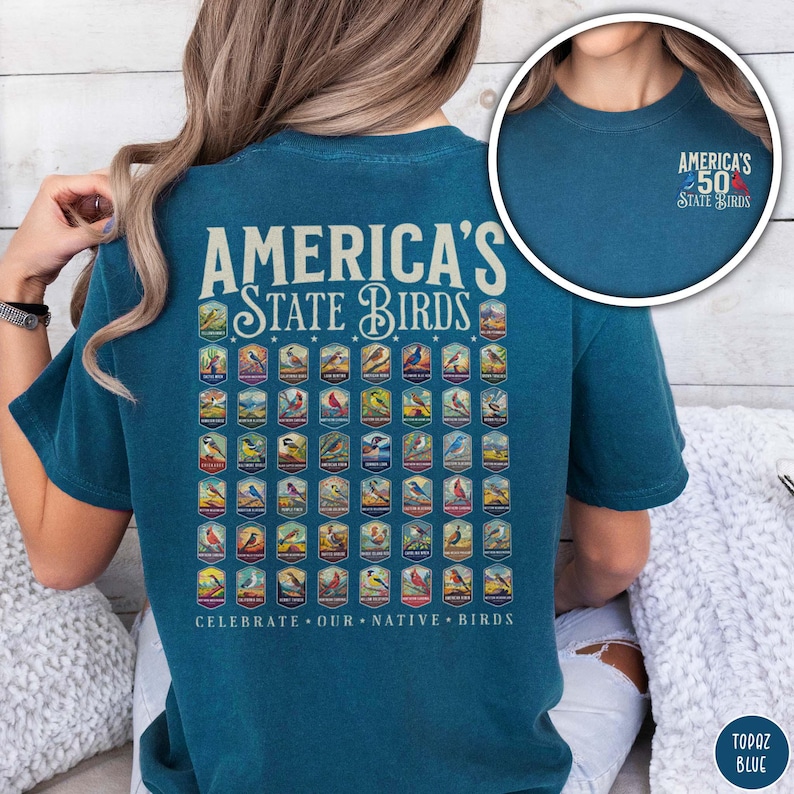 50 State Birds Shirt Birding Shirt Birding Apparel Colorful Birds Tee Bird Lover Shirt Gift for Birder Shirt Birding Birdwatching Present