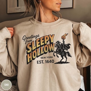 Funny Sleepy Hollow NY Retro Halloween Sweatshirt Ichabod Crane Headless Horseman Sleepy Hollow Shirt Spooky Vibes Bookish Halloween Sweater