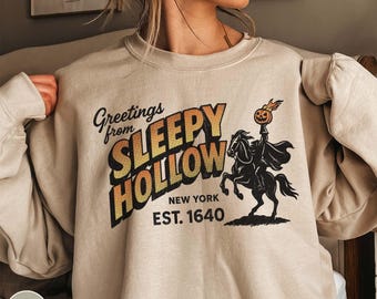 Funny Sleepy Hollow NY Retro Halloween Sweatshirt Ichabod Crane Headless Horseman Sleepy Hollow Shirt Spooky Vibes Bookish Halloween Sweater