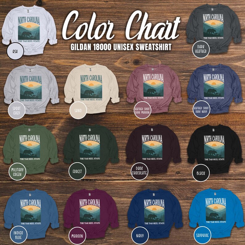 Tar Heel State North Carolina Souvenir Crewneck Outdoor Bear Nature Lover Mountaineering Mountain Retro Vintage Granola Girl Sweatshirt Gift
