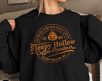 Funny Sleepy Hollow Halloween Sweater Funny Sleepy Hollow New York Fall Pumpkin Coffee Sweatshirt Bookish Halloween Gift for Coffee Lover