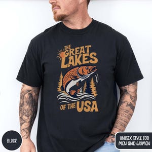 Great Lakes Shirt Midwest Shirt Lake Michigan Tee Great Lakes Crewneck Fishing Lover Shirt Gift for Fisherman Lake Shirt for Dad Lake Gift