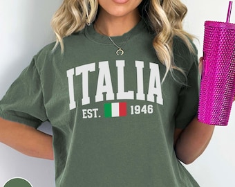 Italia Shirt for Italy Lover Shirt for Italian Traveler Gift Italy Flag Comfort Colors T-Shirt Amalfi Coastal Florence Venice Italy Trip Tee