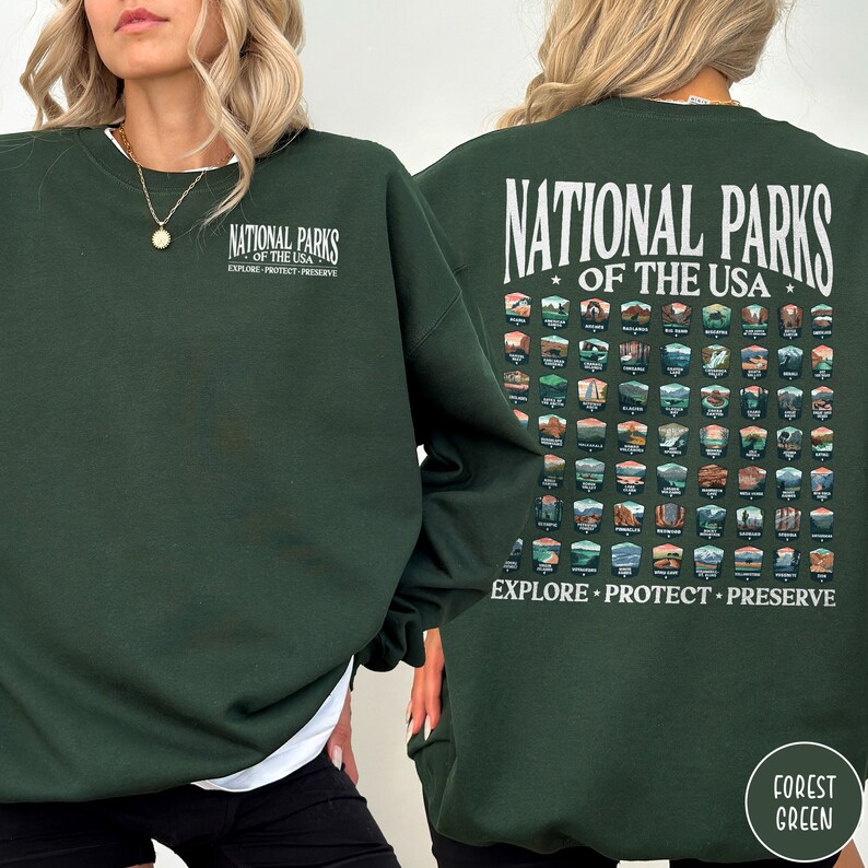 63 National Parks Sweatshirt USA National Parks Gift National Parks Sweater Granola Girl Sweatshirt Hiking Sweatshirt Gift for Outdoor Lover