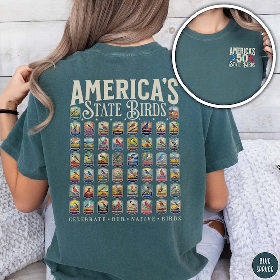 50 State Birds Shirt Birding Shirt Birding Apparel Colorful Birds Tee Bird Lover Shirt Gift for Birder Shirt Birding Birdwatching Present