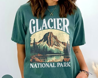 Camiseta del Parque Nacional Glaciar, camiseta de glaciar, regalo de glaciar, camiseta de Montana, camiseta de las Montañas Rocosas, Rocosas, camiseta de vacaciones, camiseta de colores cómodos