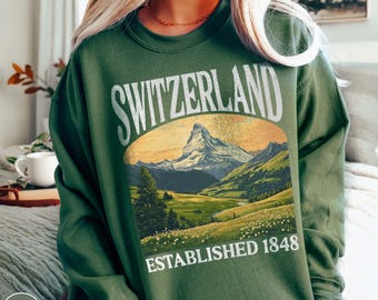 Switzerland Sweatshirt Swiss Sweater Traveler Gift for Mountain Lovers Switzerland Crewneck Euro Trip Sweater Swiss Gifts Ski Trip Sweater