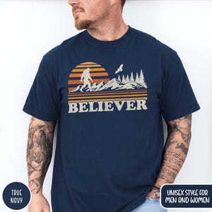 Funny Bigfoot Shirt Sasquatch Shirt Retro Camping Crewneck Outdoor Lover Funny Mountain Gift for Dad Bigfoot Gift for Hiker Granola Girl Tee