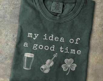 Camiseta divertida con temática irlandesa para viajeros en Irlanda. Camiseta con trébol, violín y cerveza. Regalo para amantes de la música y los pubs en el Día de San Patricio.