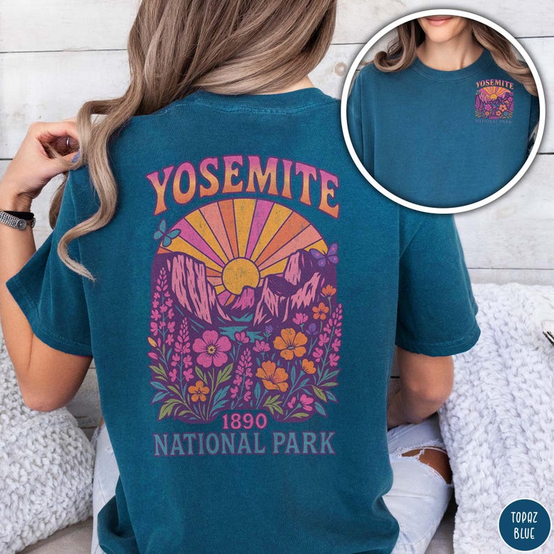 Vintage Yosemite National Park Shirt Comfort Colors Tee For Her Granola Girl Shirt National Park Lover Gift for Mom Colorful Butterfly Shirt
