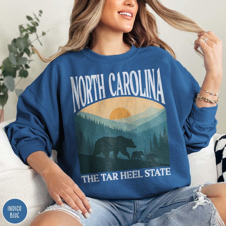 North Carolina Sweatshirt WNC Appalachia Tar Heel State North Carolina Crewneck Smoky Mountains Outdoor Lover Mountain Sweater NC State Gift
