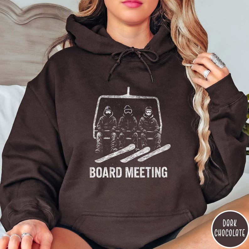 Funny Board Meeting Snowboard Hoodie Boarding Sweatshirt Snowboarder Top Winter Sport Hoodie Gift for Snowboarder Gift for Snowboard Lovers
