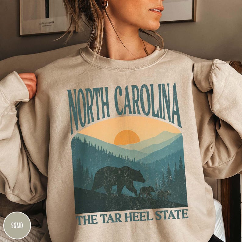 North Carolina Sweatshirt WNC Appalachia Tar Heel State North Carolina Crewneck Smoky Mountains Outdoor Lover Mountain Sweater NC State Gift