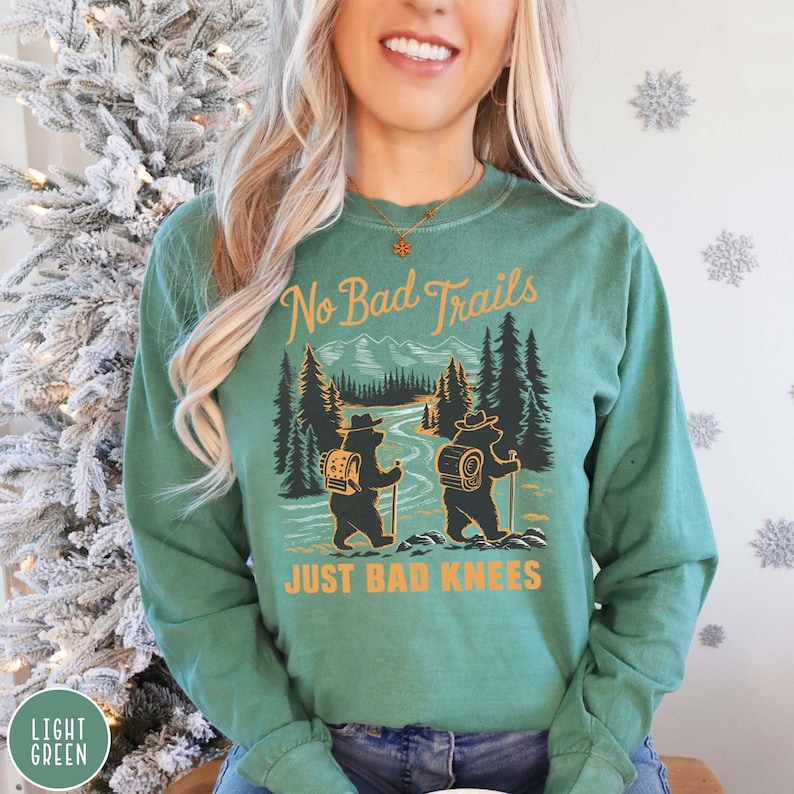 Funny Hiking Shirt Long Sleeve Comfort Colors Retro Hiking Lover T-Shirt Hiking Group Trail Shirt Forestcore Crewneck Granola Girl Gift Tee