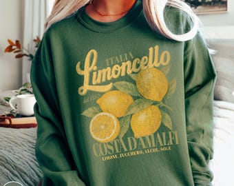 Limoncello Italia Amalfi Coast Sweatshirt Retro Italy Italian Cocktail Aperitivo Shirt Italy Gift for Her Summer Mediterranean Sweater