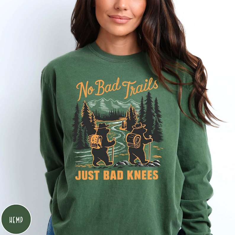 Funny Hiking Shirt Long Sleeve Comfort Colors Retro Hiking Lover T-Shirt Hiking Group Trail Shirt Forestcore Crewneck Granola Girl Gift Tee