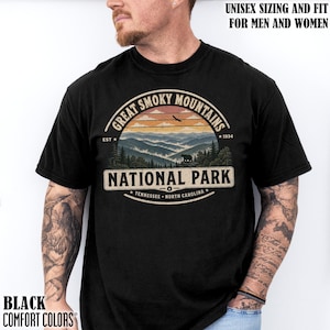 Great Smoky Mountains National Park Shirt Tennessee Nature Lovers Retro Tee Wilderness Adventure T-shirt North Carolina Hiking Souvenir Gift Black