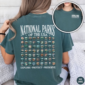 National Parks Shirt 63 National Parks Gift Comfort Colors Crewneck National Park Camping Gift for Nature Lover Mountain Hiking Shirt Park Tee Outdoor Adventure Shirt Nature Shirt Camping Shirt US National Parks Shirt Vacation Shirt Granola Girl Gift